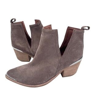 Jeffrey Campbell Cromwell cutout western boot suede with metal tip heel accent